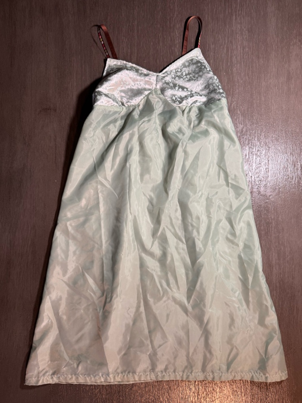 Vintage Y2K Light Green Satin Style Mini Baydoll Slip Dress S